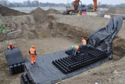 Drainpanel flacher Bodenaushub für eine Flächenverlegung